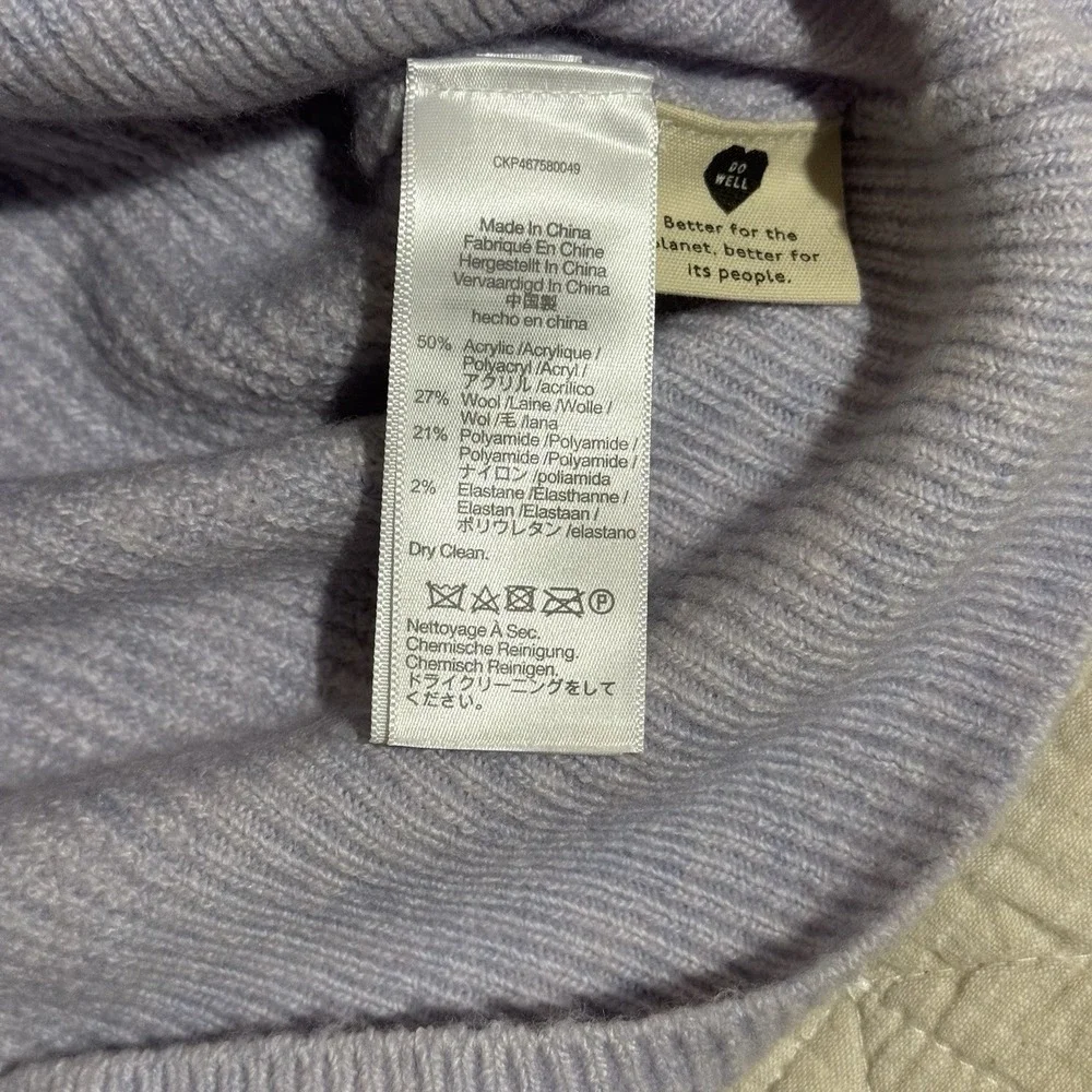 Madewell Womens Small Square Neck Sweater Lavender Purple Puff Sleeve Wool Blend - Picture 5 of 7